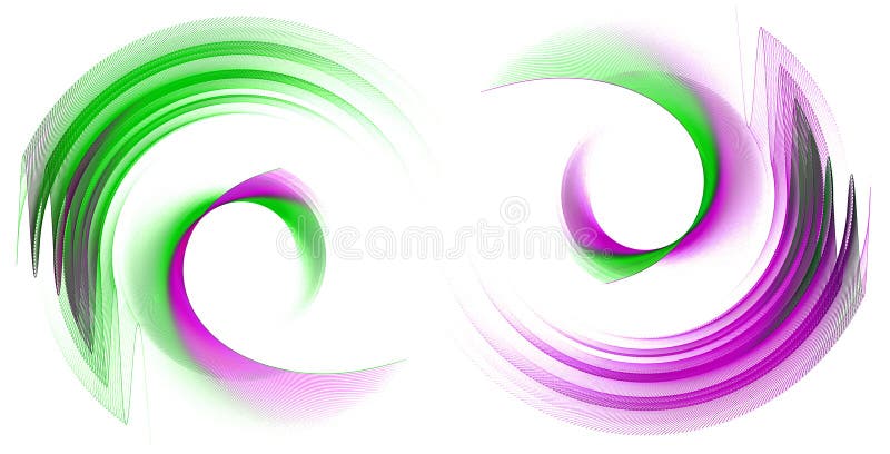 Gli elementi a strisce di magnete ondulato e a spirale ruotano su uno sfondo bianco. simbolo logo icona. imposta rendering 3d 3d illustrazione vettoriale