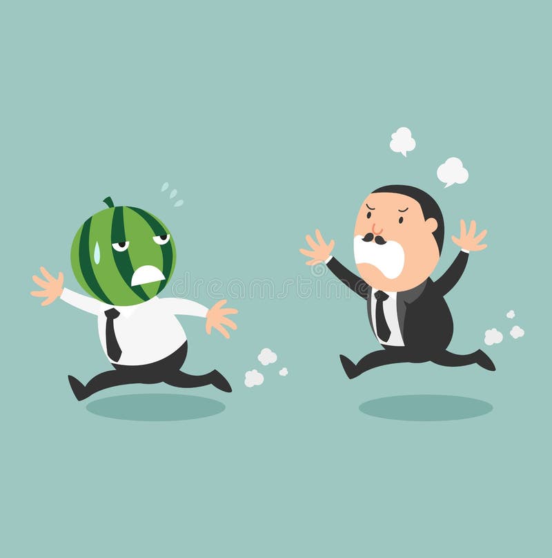 Gli impiegati che corrono a partire dal loro capo cattivo illustrazione di stock Gli impiegati che corrono a partire dal loro capo cattivo illustrazione di stock
