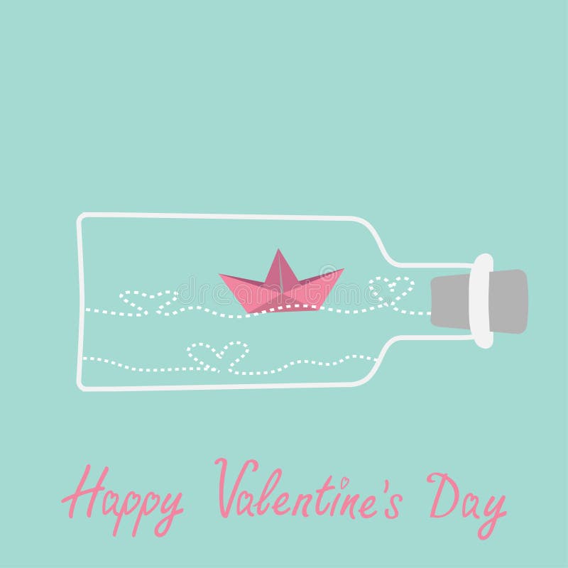 Gli origami barca e cuore di carta ondeggiano dentro vino royalty illustrazione gratis Gli origami barca e cuore di carta ondeggiano dentro vino royalty illustrazione gratis