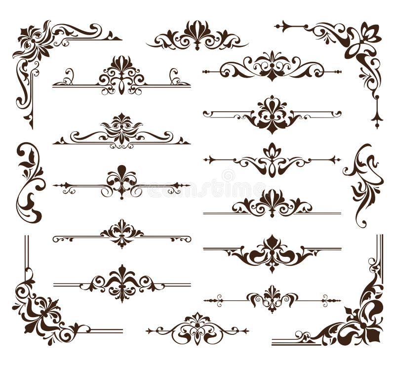 Gli ornamenti d'annata degli elementi di progettazione incorniciano autoadesivi dei bordi degli angoli i retro e l'illustrazione illustrazione di stock Gli ornamenti d'annata degli elementi di progettazione incorniciano autoadesivi dei bordi degli angoli i retro e l'illustrazione illustrazione di stock