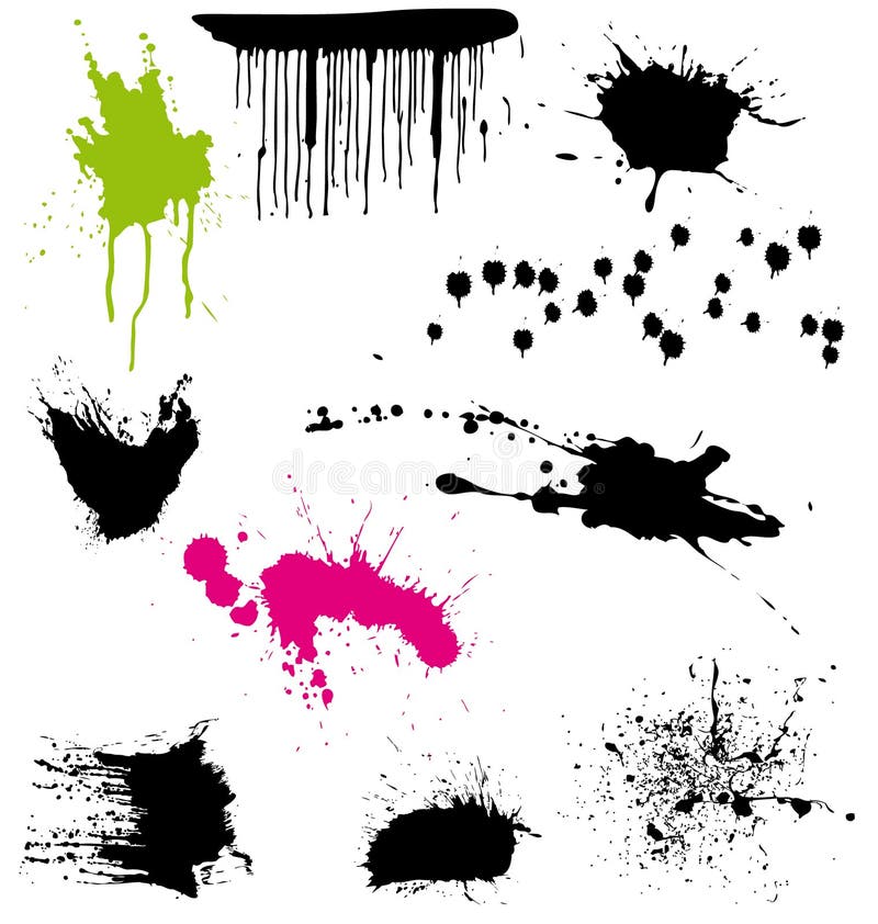 Vector collection of isolated splatters. Vector collection of isolated splatters