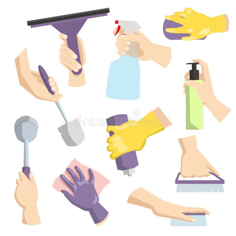Gli strumenti di pulizia in casalinga passano perfetto per l'imballaggio di lavoro domestico ed il servizio domestico di pulizia illustrazione vettoriale Gli strumenti di pulizia in casalinga passano perfetto per l'imballaggio di lavoro domestico ed il servizio domestico di pulizia illustrazione vettoriale
