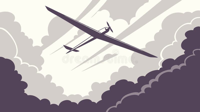 Glider Plane against Dramatic Stormy Clouds, vector design Generative AI vector illustration