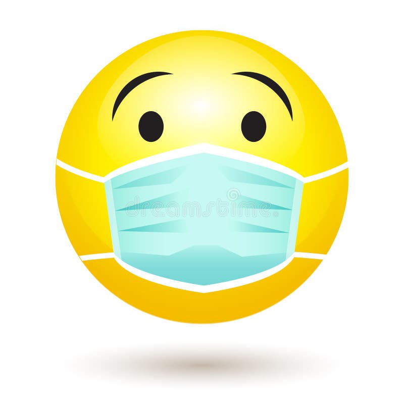 Glimlach emoji met een beschermend chirurgisch masker. pictogram voor uitbraak van coronavirus.