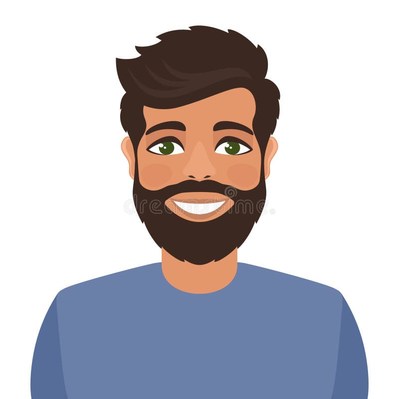 Glimlachende mens met groene ogen en bruin haar in een blauwe t-shirt royalty-vrije illustratie Glimlachende mens met groene ogen en bruin haar in een blauwe t-shirt royalty-vrije illustratie