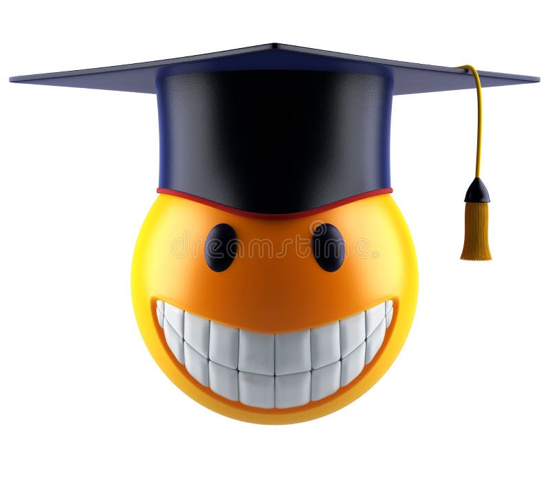 Glimlachgebied emoticon met graduatiestudent GLB vector illustratie Glimlachgebied emoticon met graduatiestudent GLB vector illustratie