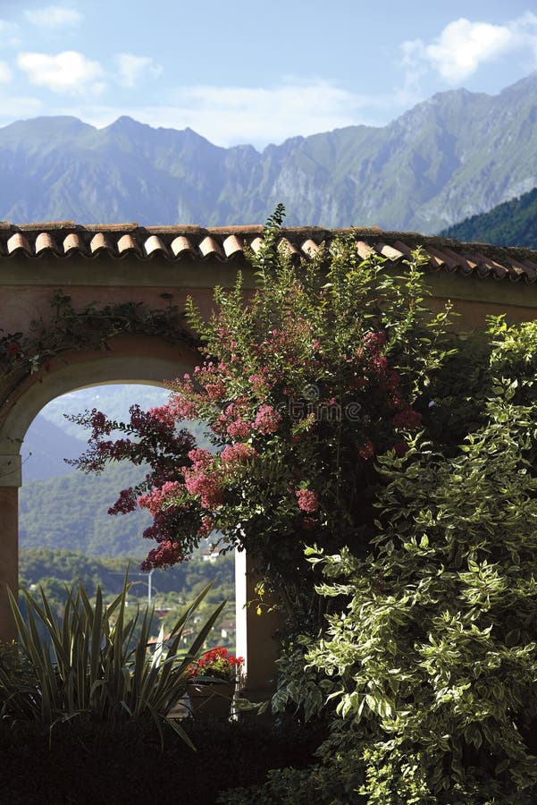 Bienno (Bs),Valcamonica,Italy. a glimpse from the garden of a house