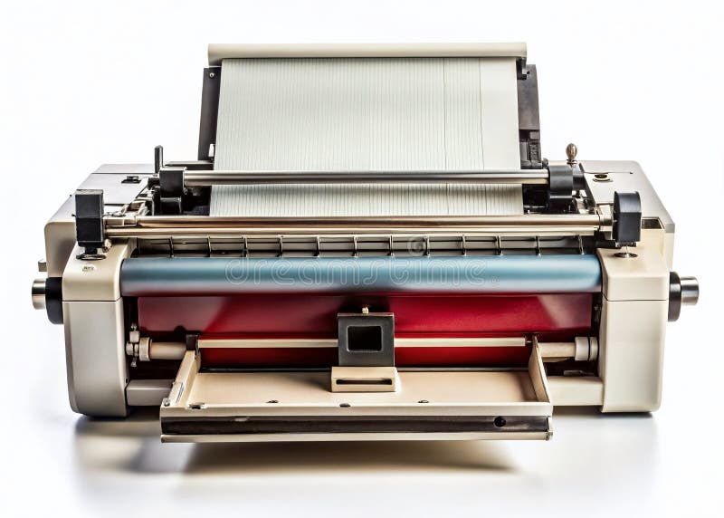 A Glimpse into the Past Vintage Dot Matrix Printer a Testament to Retro Computing Technology and Office Efficiency royalty free illustration