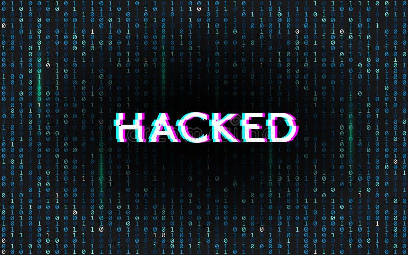Glitch die op matrijsachtergrond binnendrongen in een beveiligd computersysteem Binaire code met stereoeffect teksten Digitale ge stock illustratie Glitch die op matrijsachtergrond binnendrongen in een beveiligd computersysteem Binaire code met stereoeffect teksten Digitale ge stock illustratie