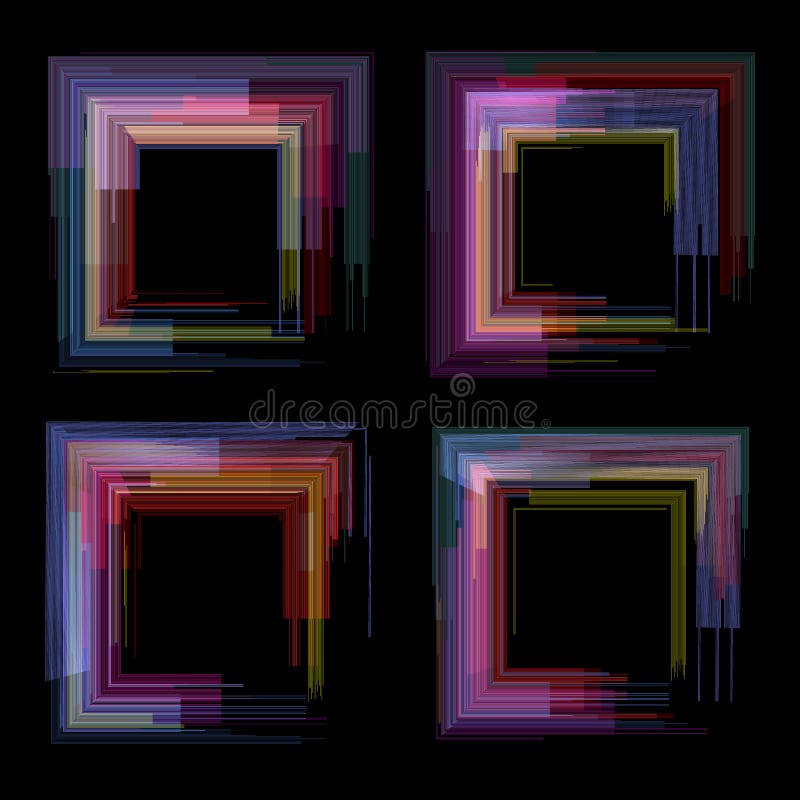 Glitch Elements Set. Digital Pixel Noise Color Abstract Design. Video ...