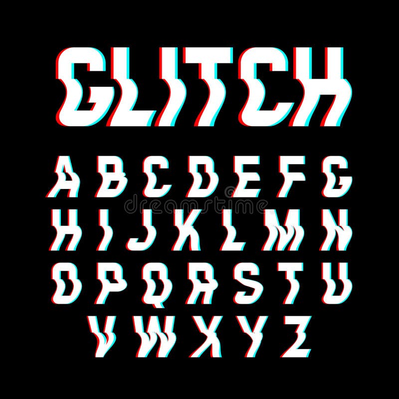 Glitch font vector illustration