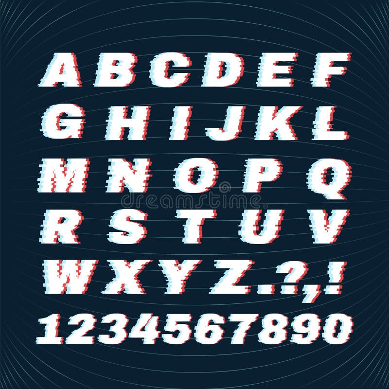 Glitch font with distortion effect. Deface Alphabet. Concept For Your Logo. royalty free illustration