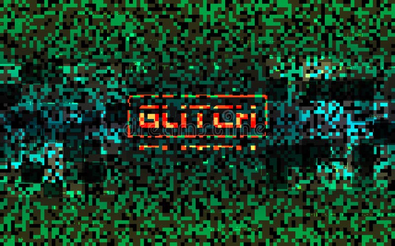 Glitch matrix concept. Green pixel composition with color distortions. Data error visualization. Color pixel noise stock illustration Glitch matrix concept. Green pixel composition with color distortions. Data error visualization. Color pixel noise stock illustration