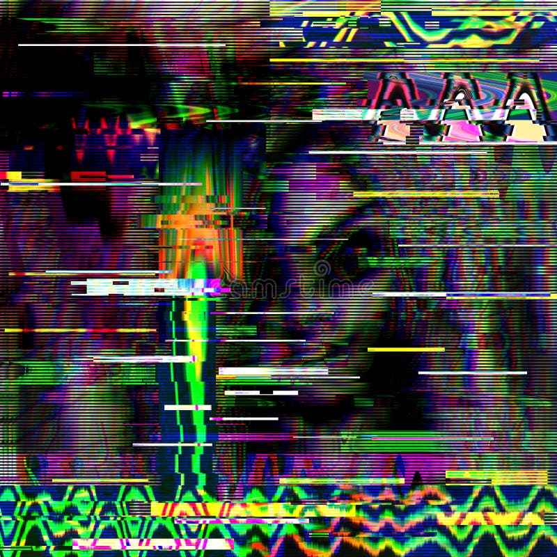 Psychedelic glitch background. Random digital error signal. Wave