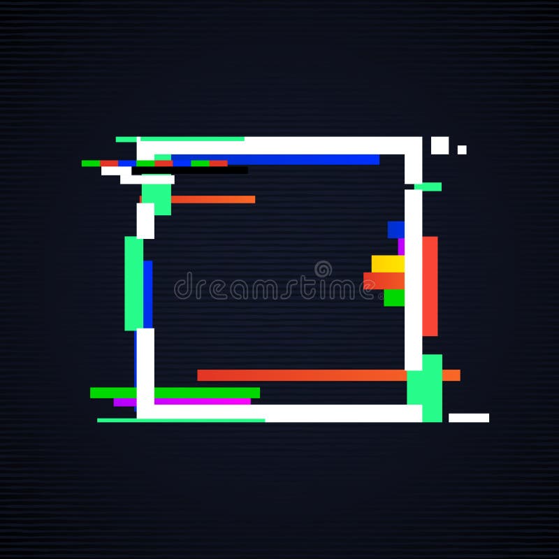 Glitch square frame. Tv distorted signal vector illustration stock illustration Glitch square frame. Tv distorted signal vector illustration stock illustration