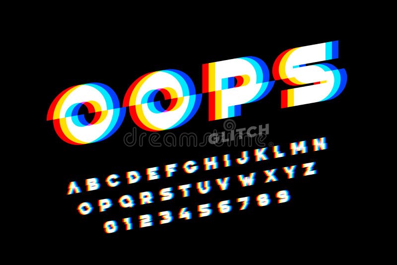 Glitch style font design royalty free illustration