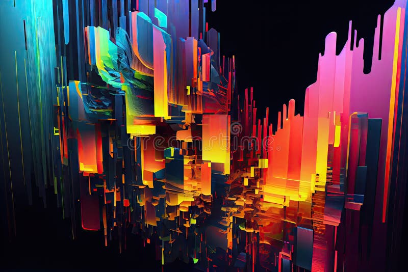 A Glitch in the System that Creates a Chaotic and Abstract Digital World Filled with Color and