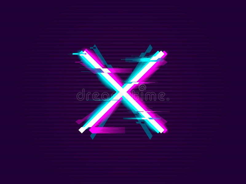 Glitched cross or X Design vector illustration Glitched cross or X Design vector illustration