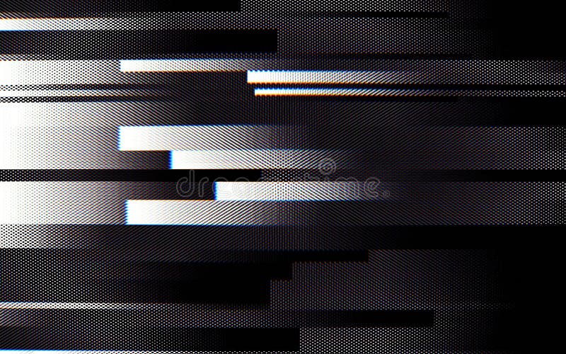 Glitched rectangles- black and white generative glitch artwork stock illustration