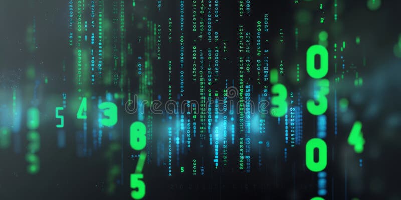 Glitchy digital matrix effect with cascading numbers royalty free stock photos