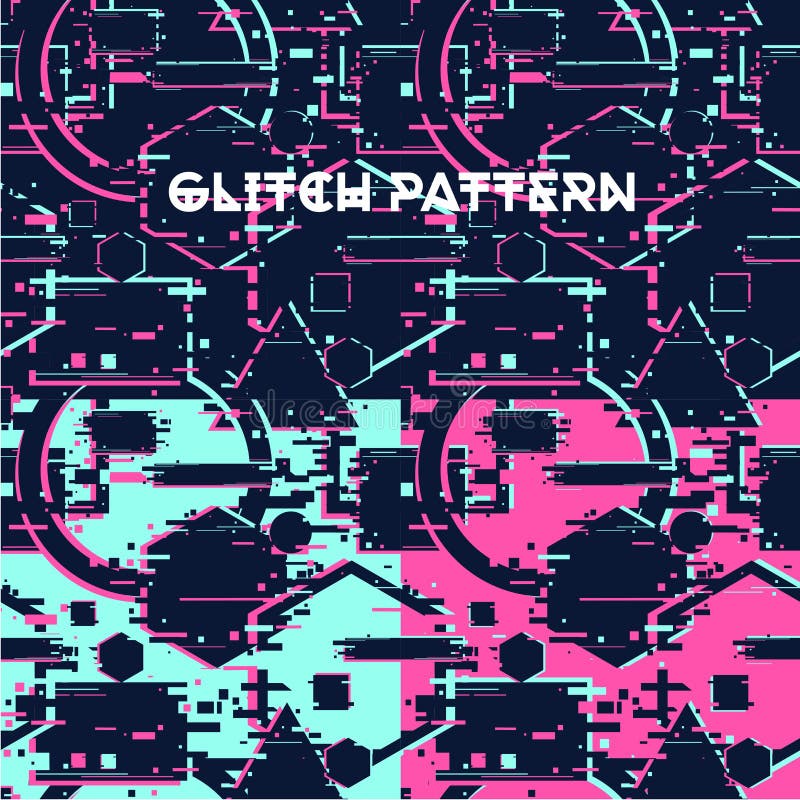 Glitchy seamless pattern. Abstract texture with glitch effect. Surface with destortion effect. Geometric cyberpunk vector illustration