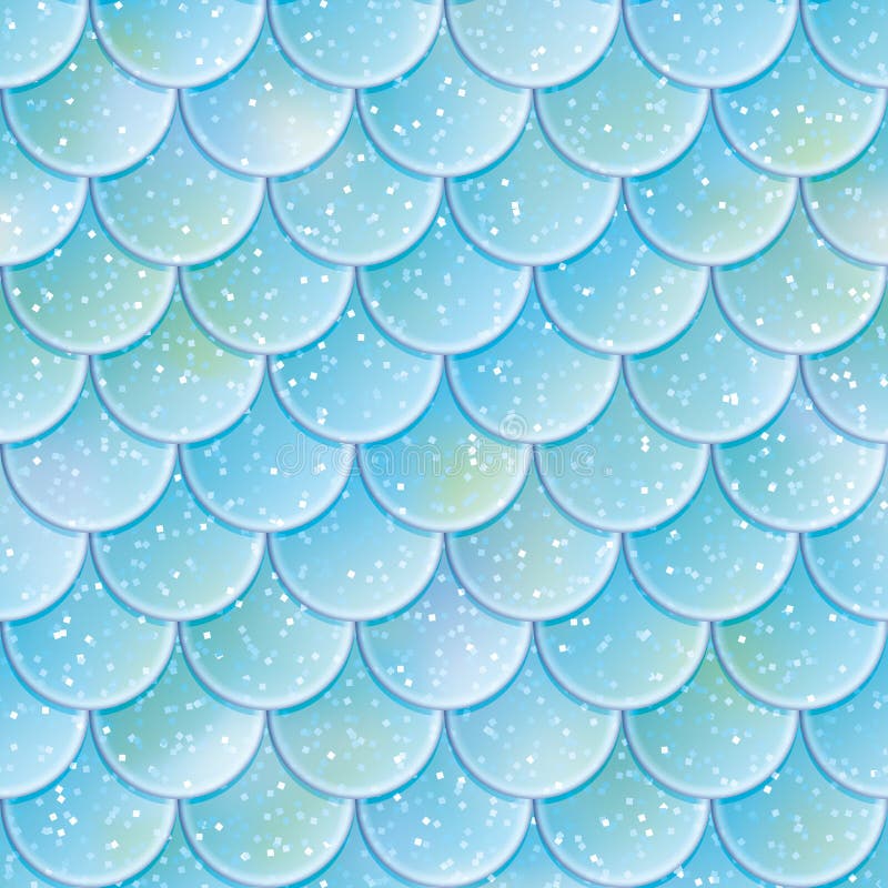 Glitter fish scales seamless pattern. Mermaid tail texture. Vector illustration