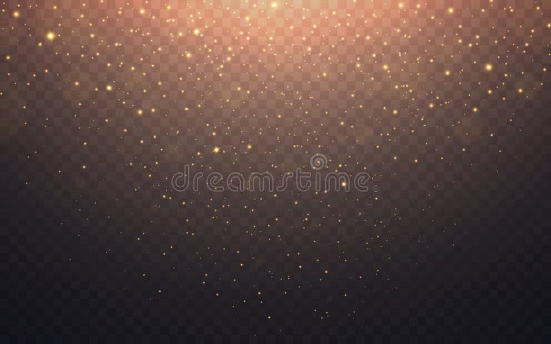 Glitter gold background. Bright shiny particles. Magic powder effect. Festive golden dust. Light sparks for greeting vector illustration