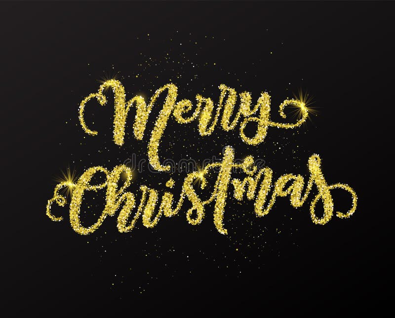 Glitter Merry Christmas Typography Design Stock Vector - Illustration ...
