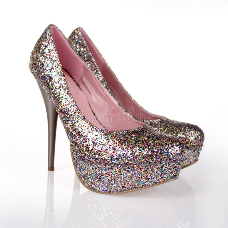 Glitter Multi Colored Shoes Stock Image Image of girl, studio 20557909