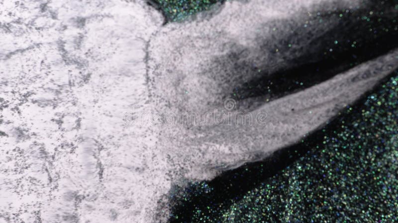 Glitter Particles with Stars. Bokeh Shiny Particles Loop Animation. Green Particles on Black Background. stock footage