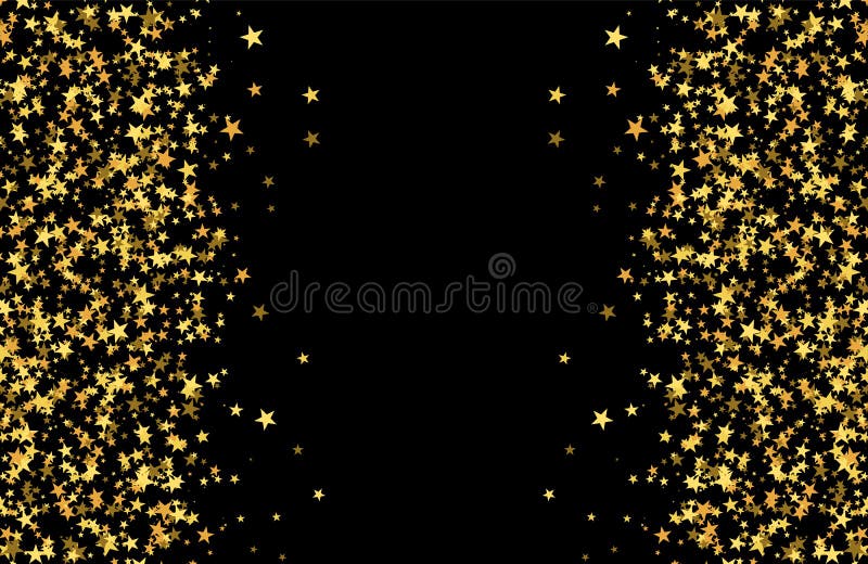 Golden Stars Falling from the Sky on Black Background. Abstract ...