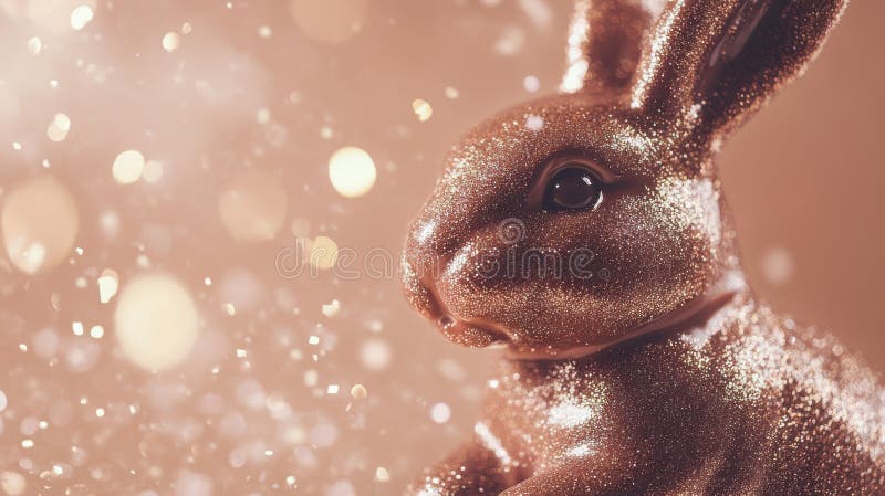 Glittery Easter bunny, festive and refined holiday indulgence. Easter stock photo
