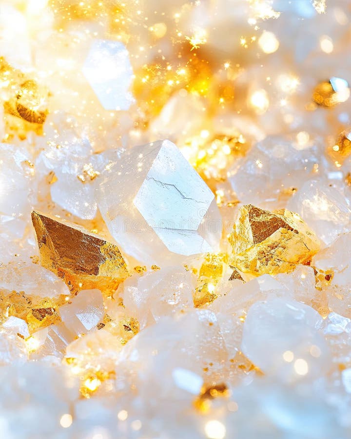 Glitzernde goldene Adern, eingebettet in Quarzgestein, beleuchtet durch helles Sonnenlicht lizenzfreie abbildung