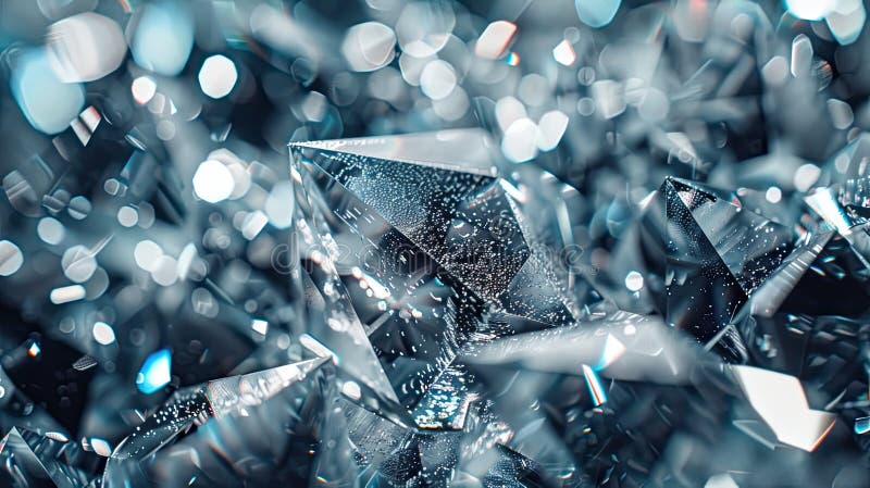 Glitzernde Kristalle, die Licht in einer Nahansicht reflektieren, mit weichen Bukeeffekten. Die Zusammensetzung zeigt eine Vielzahl funkelnder Kristalle mit scharfen Kanten, die eine brillante Lichtreihe widerspiegeln. die Oberfläche funkelt aufgrund der Interaktion mit Umgebungslicht und erzeugt so einen faszinierenden Effekt. Der verschwommene Hintergrund verstärkt den Fokus auf die kristallinen Strukturen und sorgt so für eine faszinierende visuelle Erfahrung