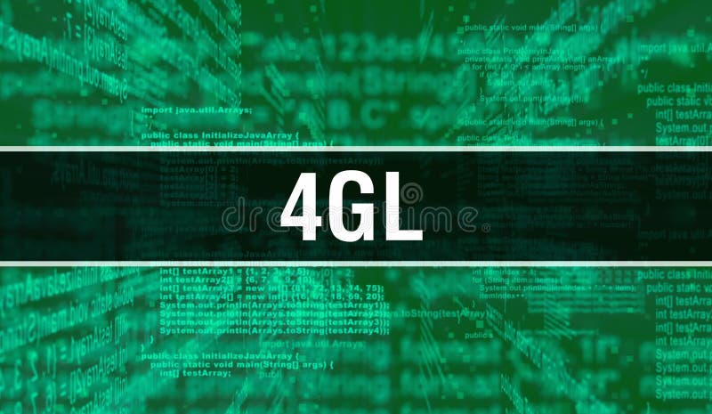 4GL，带数字Java代码文本 4GL与计算机软件编码矢量概念 用4GL在屏幕图上编程编码脚本java、数字程序代码.