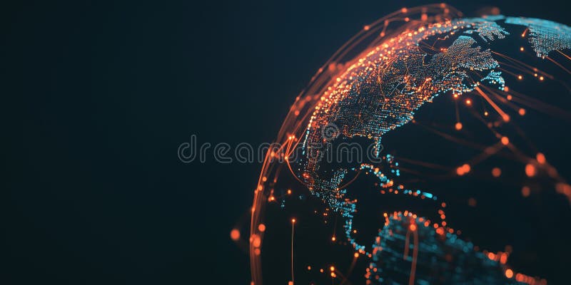 Glob digital cu conexiuni de rețea care luminează linii și puncte de date stock illustration