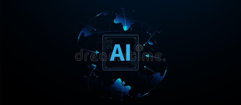 Global Artificial Intelligence Network Concept stock illustration