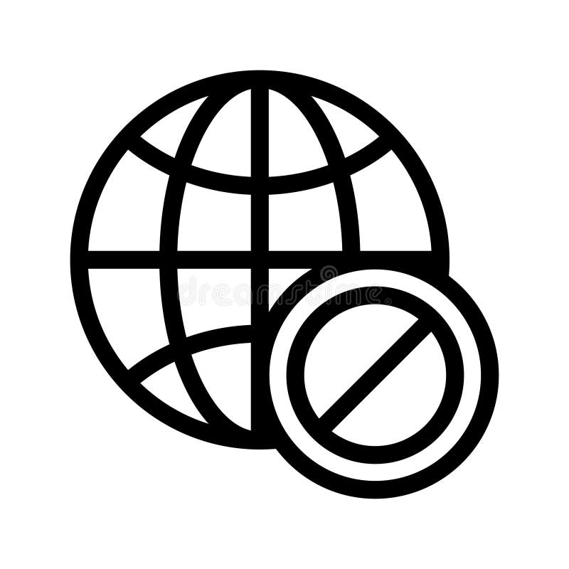Global block vector line icon stock illustration