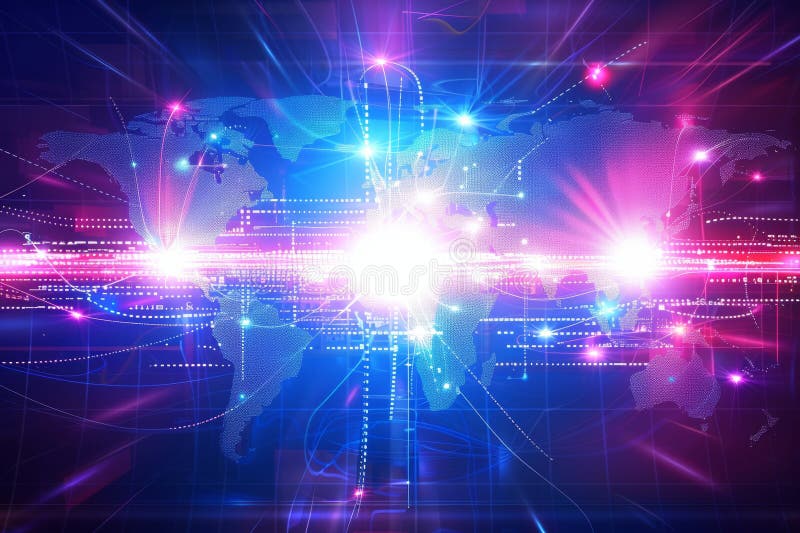 Global business internet concept with world map on technological background by nasa stock illustration
