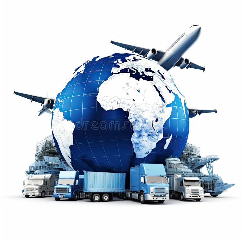 Global Business Logistics Import Export Background and Container Cargo