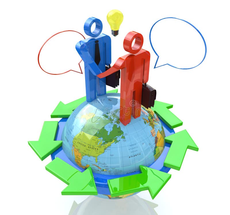 Globální obchodní jednání v designu informace týkající se komunikace v podnikání.