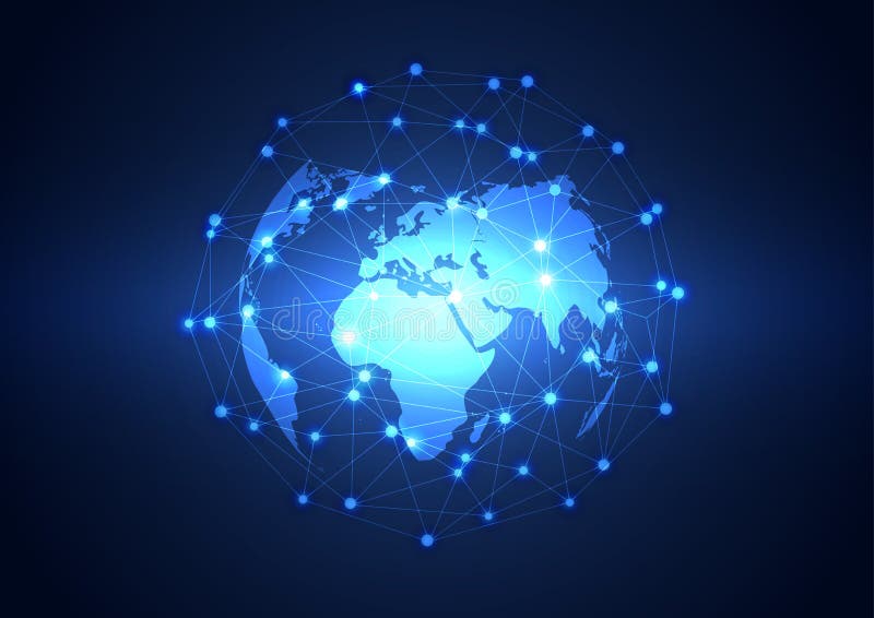 Global business network technology background, vector royalty free illustration