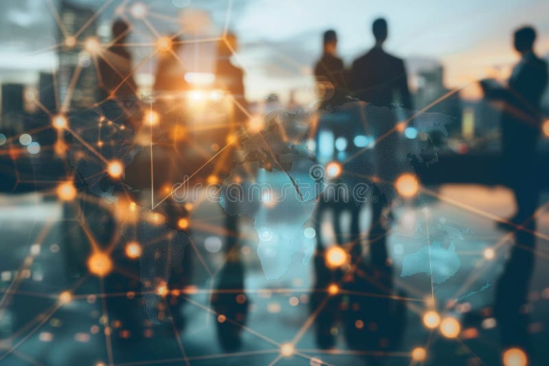 Global business networking. analysis, data exchange, hr recruitment, teamwork strategy stock illustration