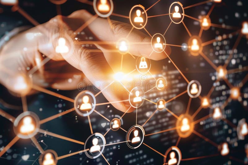 Global business structure and networking for hr recruitment and customer service stock illustration