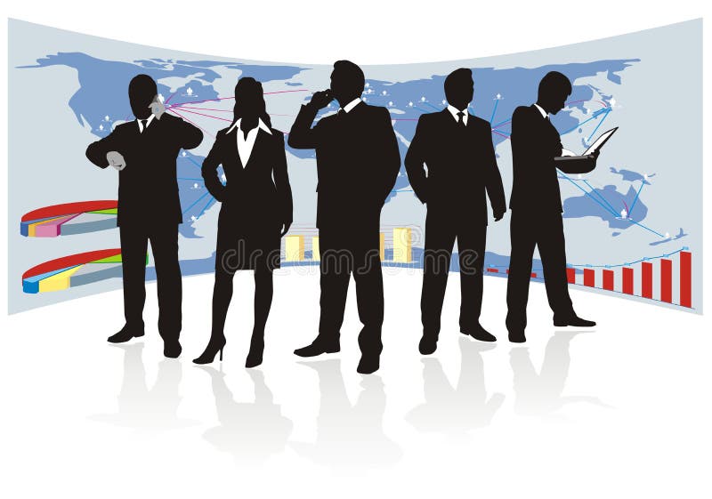 Global business team, silhouette