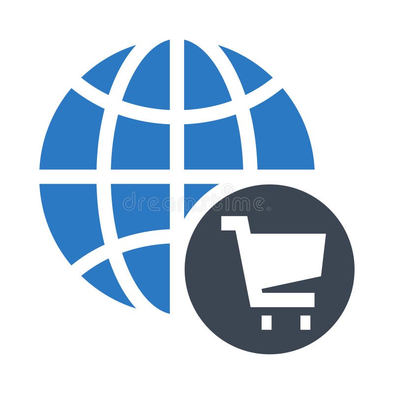 Global cart glyphs double color icon vector illustration