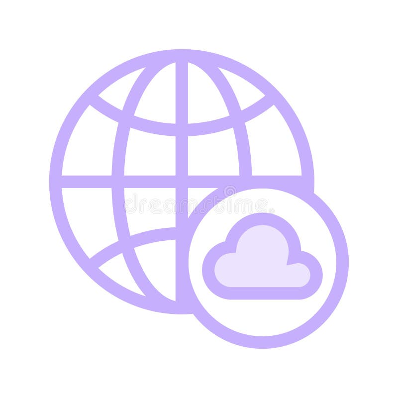 Global cloud color line icon vector illustration