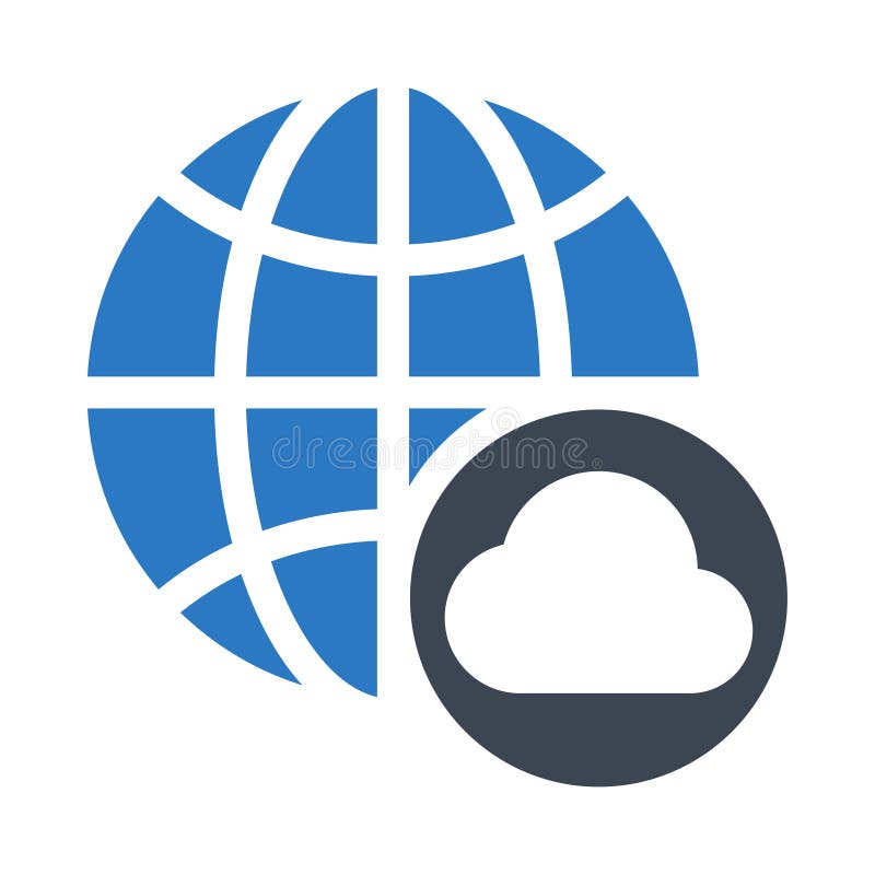 Global cloud glyphs double color icon stock illustration