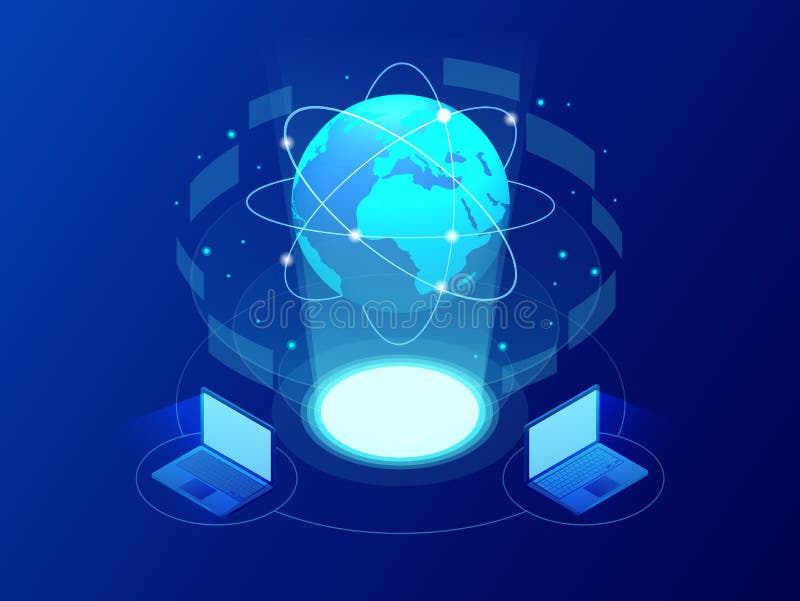 Global communication Internet network around the planet. Network and data exchange over planet. Connected satellites for stock illustration Global communication Internet network around the planet. Network and data exchange over planet. Connected satellites for stock illustration
