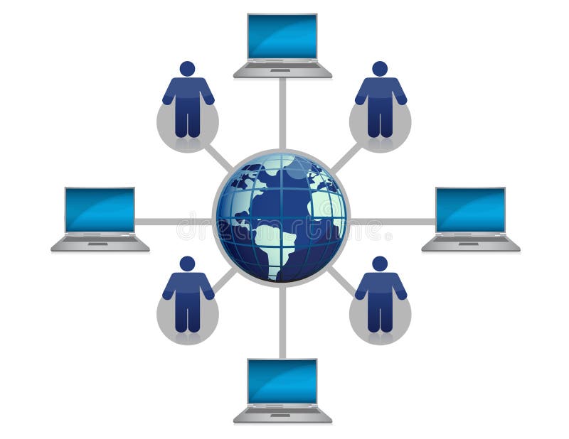 Global Computer Network blue stock illustration